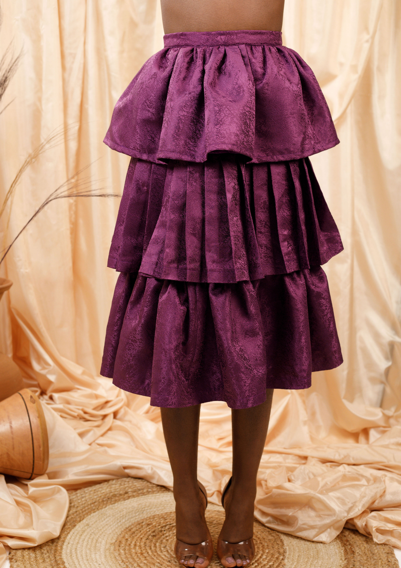 【ASURA】FLOWER LAYERED SKIRT zucca Flower Print See-Through Layered Skirt Size M(K-138988